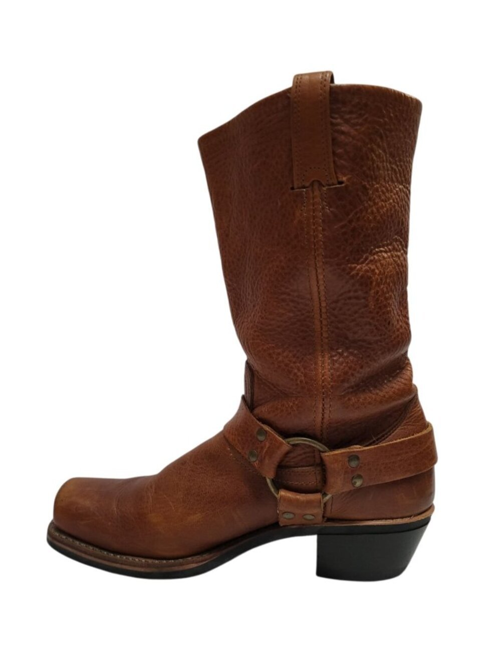 FRYE 12R Harness Boot Brown Oiled Leather Western Cowgirl Mid Calf Engineer Moto - Picture 5 of 11